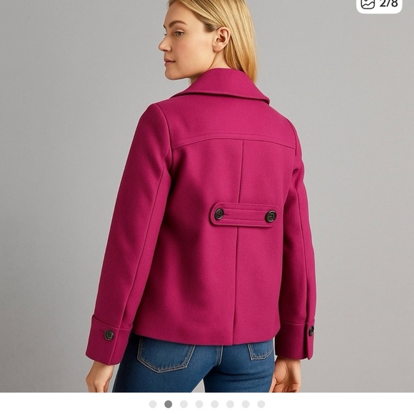 Banana Republic Fuchsia Double-Breasted Pea Coat - Picture 2 of 12
